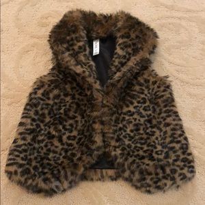 Cheetah Print Faux Fur Vest Girls Size 6/7